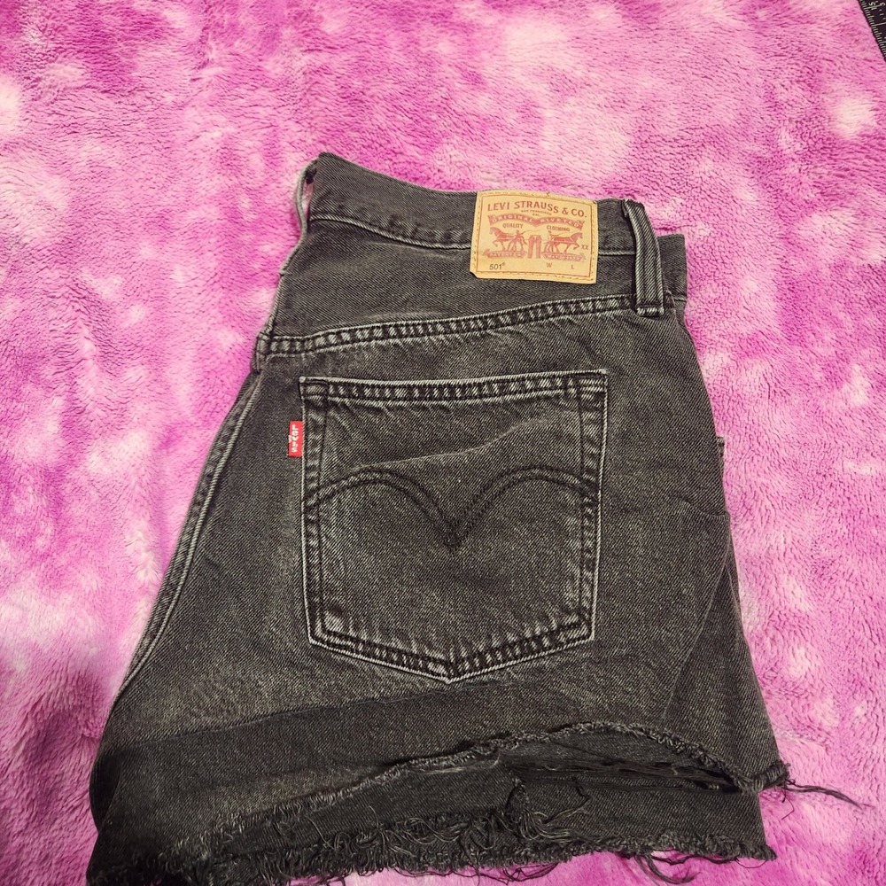 Levi's Jeans Women's W31 High Rise 501 Cutoff Denim Shorts‎ Black Button Fly